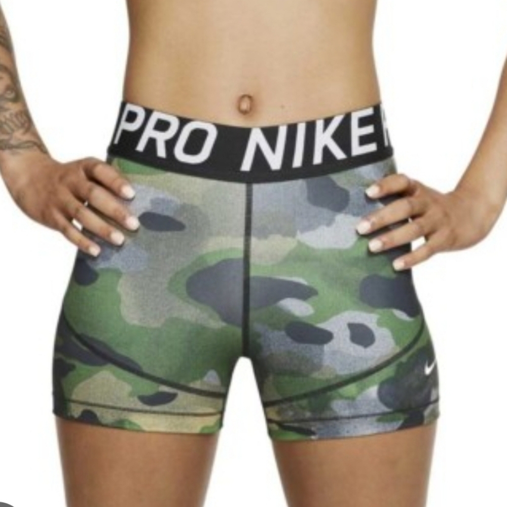 Nike Green Athletic Shorts with Camouflage Design